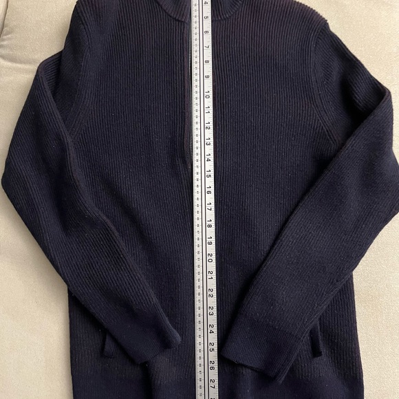 Theory Dark Purple Ribbed Knit Full Zip Sweater L - Picture 3 of 6